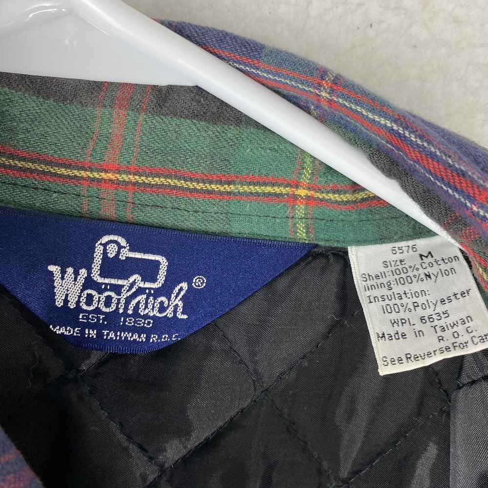 Vtg Woolrich Shirt Jacket Mens Sz M‎ Multicolor Plaid Quilt Lined Button Up - Picture 7 of 16